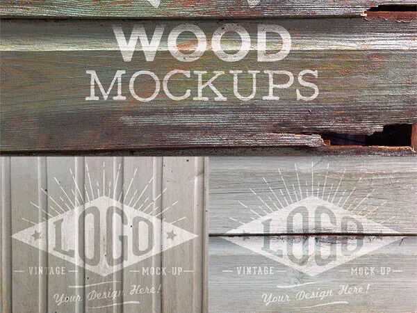 5 Mockups of Front View Wood Logo 1