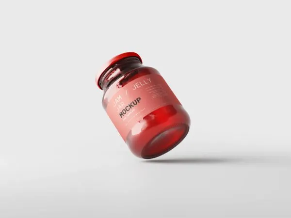 5 Mockups of Jam Jar with Lid in Different Views 1