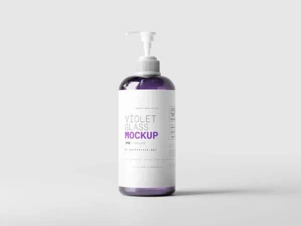 5 Mockups of Large Glass Pump Bottle in Different Sights 1