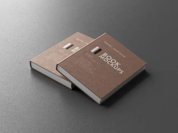 5 Mockups of Leather Hard Cover Books in Different Sights 1