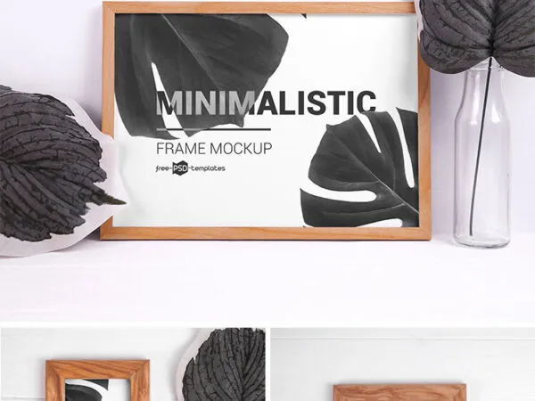5 Mockups of Minimalistic Wooden Frames Sets 1