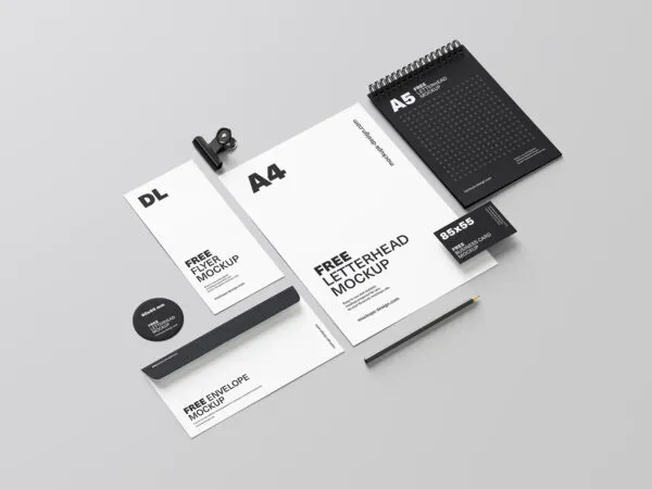 5 Mockups of Modern Stationery Materials Set 1