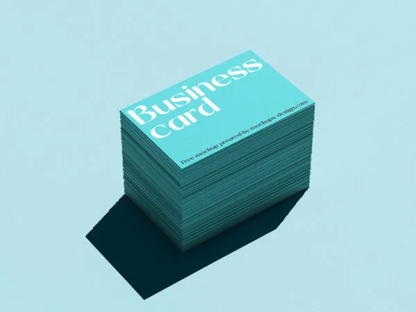 5 Mockups of Piles of Business Cards with Hard Shadow 1