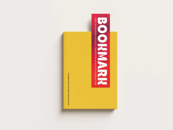 5 Mockups of Rectangular Bookmark on Book 1