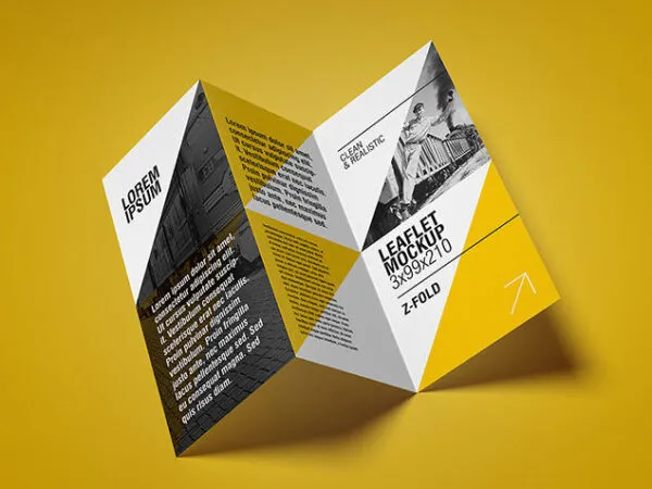 5 Mockups of Z Fold Brochure in Different Views 1