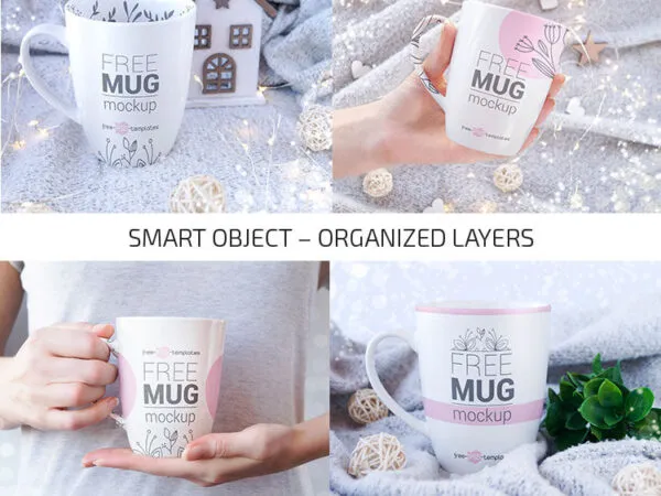 5 Mug Mockups in Different Views Featuring a Female Hand 1