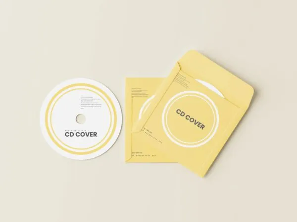 5 Paper CD Cover and Disc Mockups in Different Visions 1