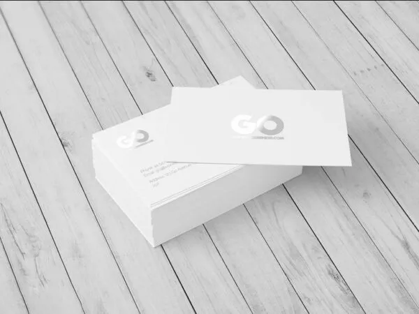 5 Perspective View Business Card Mockups on Wood 1