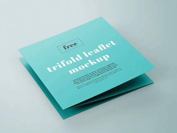 5 Perspective View Trifold Square Leaflet Mockups 1