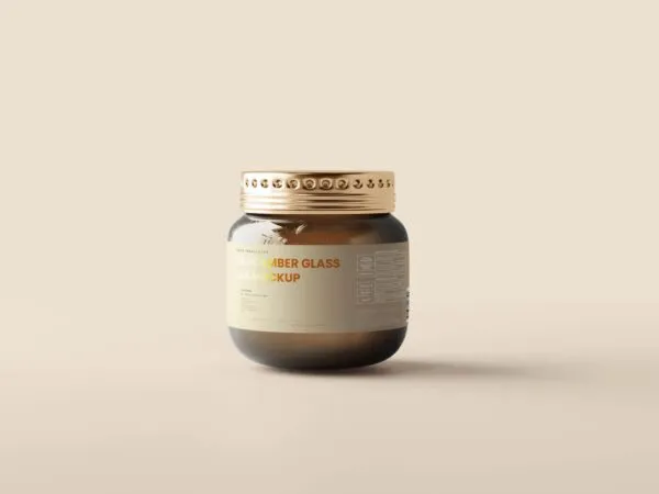 5 Round Glass Food Jars Mockups in Varied Sights 1