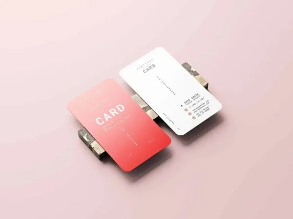 5 Rounded Corner Visiting Card Mockups in Varied Shots 1