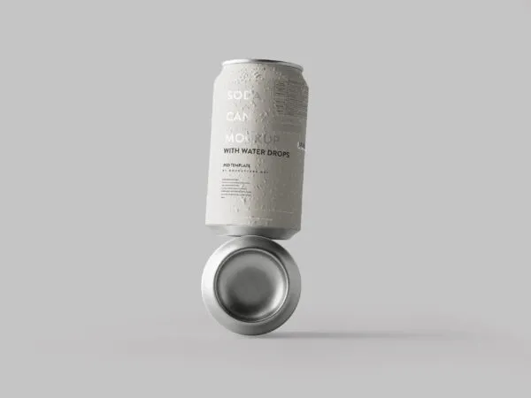 5 Shots of 330ml Can Mockup with Water Drops 1