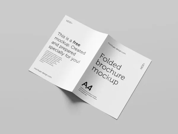 5 Shots of A4 Bifold Brochure Mockup 1
