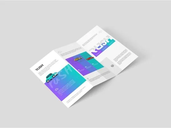5 Shots of A4 Z Fold Brochure Mockup 1