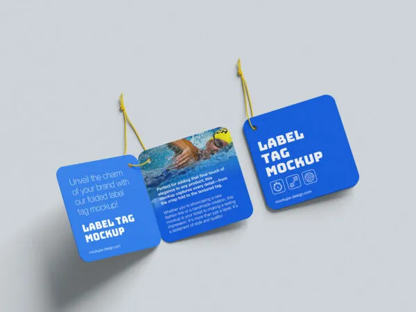 5 Shots of Square Folded Tag Mockup 1
