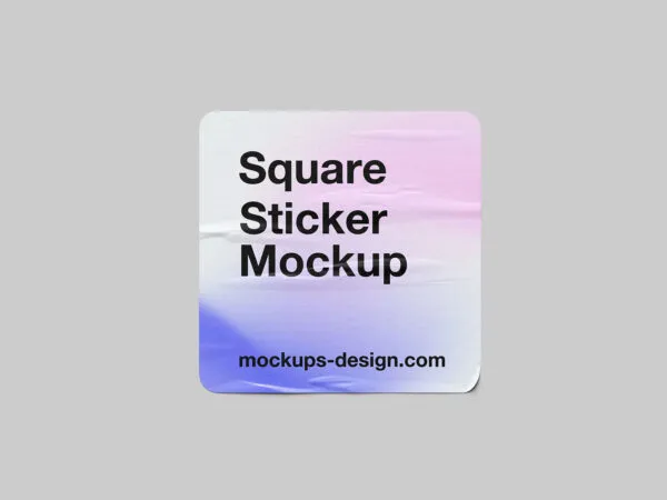 5 Shots of Square Sticker Mockup 1