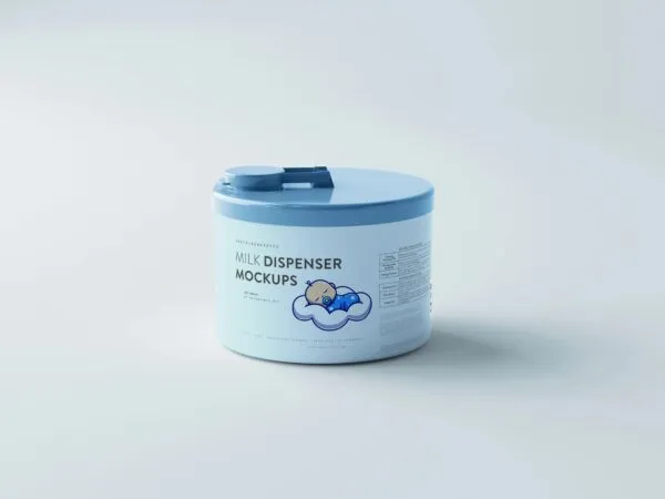 5 Shots of the Baby Milk Dispenser Jar Mockup 1