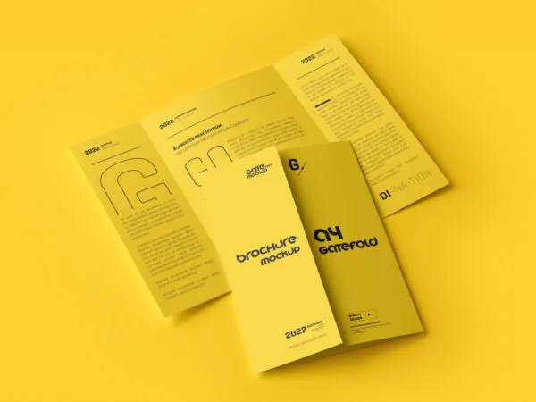 5 Showcases of A4 Gatefold Brochure Mockup 1