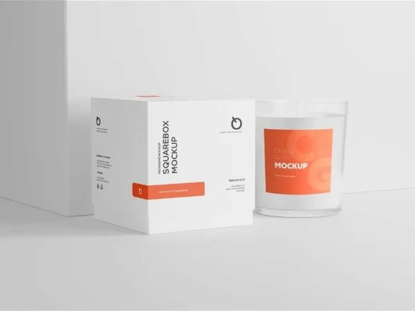 5 Showcases of Transparent Candle Glass with Packaging Mockup 1