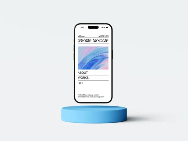 5 Showcases of iPhone 15 Mockup on Podium 1