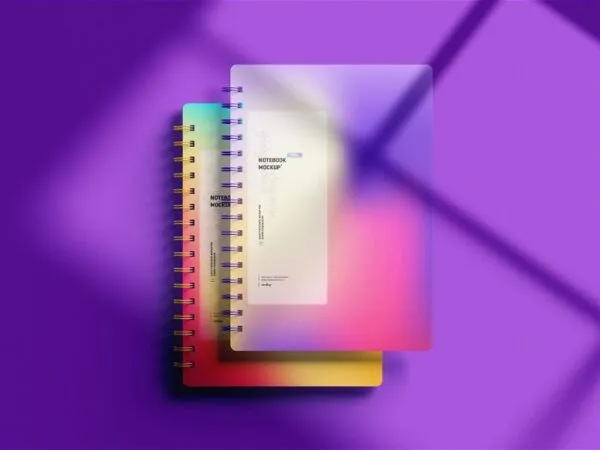 5 Sights of Spiral Notebook Mockup with Shadow Overlay 1