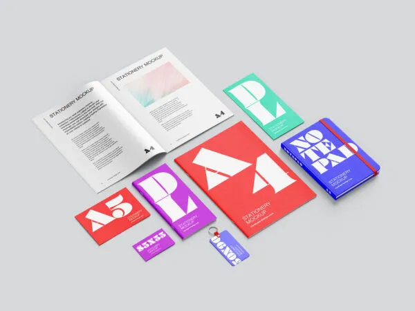 5 Sights of Stationery Mockup with Brochures 1
