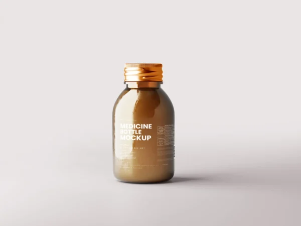5 Small Liquid Medicine Bottle Mockups in Different Sights 1