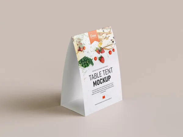 5 Table Tent Mockups Placed in Different Views 1