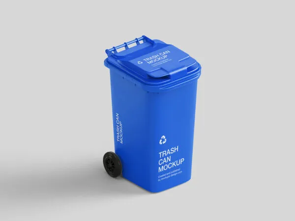 5 Trash Can Mockups in Perspective and Front Sight 1