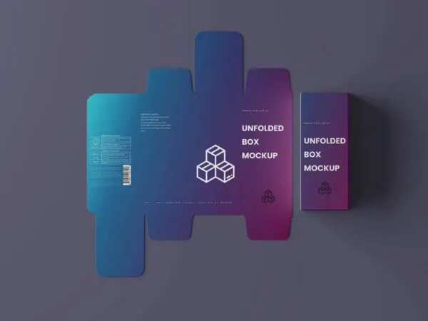 5 Unfolded Box Mockups in Varied Sights 1