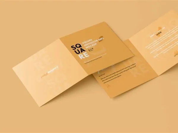 5 Visions of Square Folded Invitation Card Mockup 1