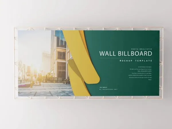 5 Wall Billboard Mockups in Front and Perspective Sights 1