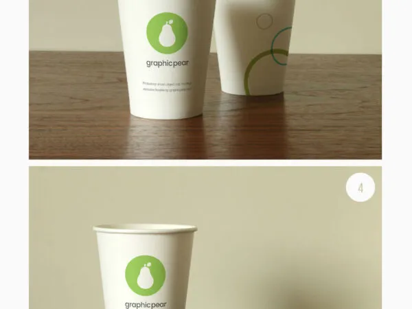 6 Mockups of Disposable Paper Cups in Different Views 1