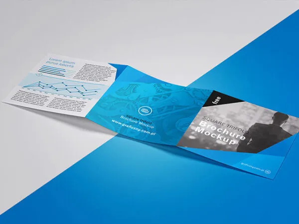 6 Mockups of Tri fold Square Brochure in Various Shots 1
