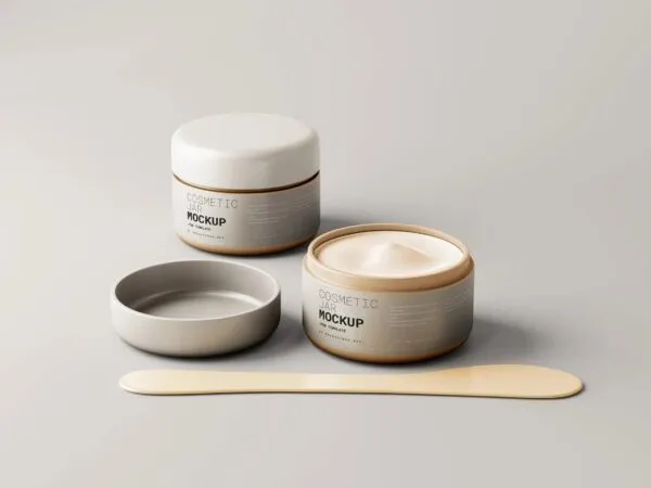 6 Plastic Cream Jar Mockups Distinct Views 1