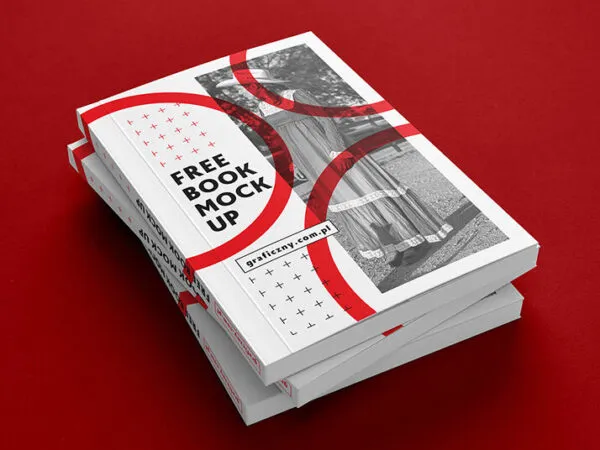 7 Book Mockups Laid Close and Open in Perspective View 1