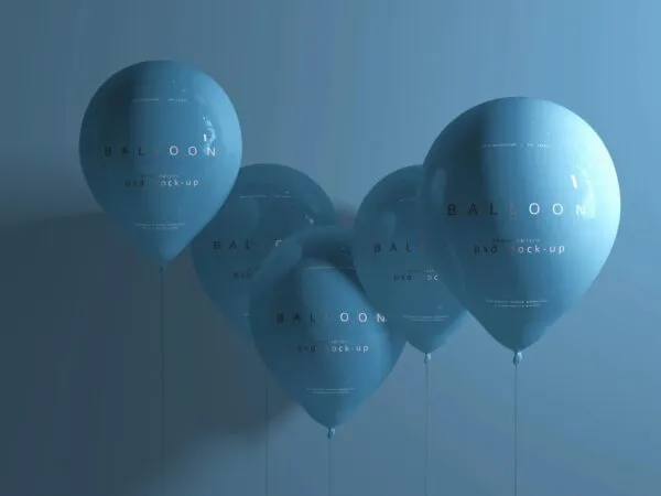 7 Heart Start Round and Oval Shaped Balloons Mockups in Front Sight 1