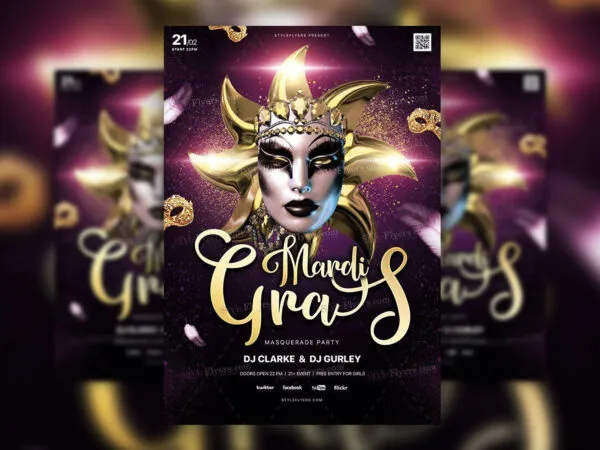7 Luxurious Mardi Gras Flyers Templates 1