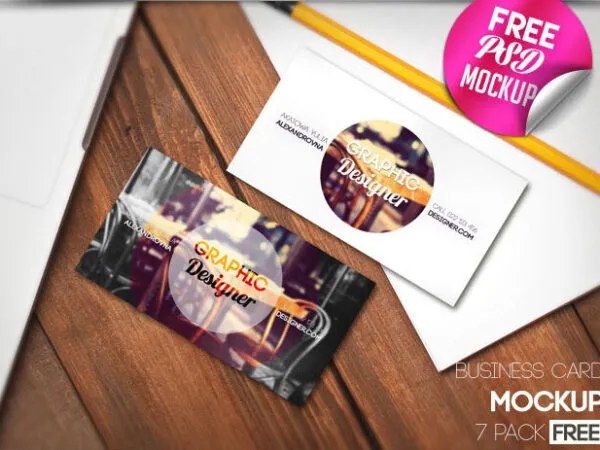 7 Mockups of Business Cards in Different Styles and Views 1