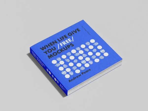 7 Shots of Square Book Mockup with Shadows 1