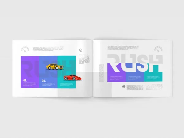 9 Shots of A4 Landscape Magazine Mockup 1