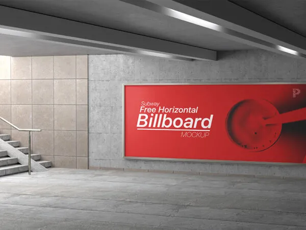A Large Size Horizontal Billboard in Subway Mockup 1