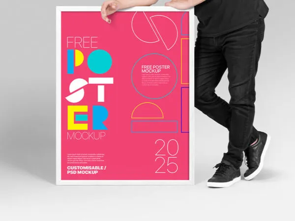 A Man leaning on a Poster Mockup 1