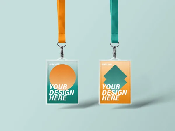 A Pair of Realistic ID Card Holder Mockup 1