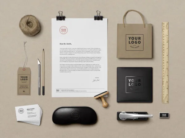 A Set of Branding Items Laid in Top View Mockup 1
