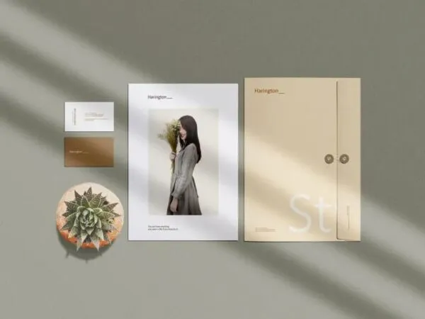 A Set of Stationery Laid in the Top View Mockup 1