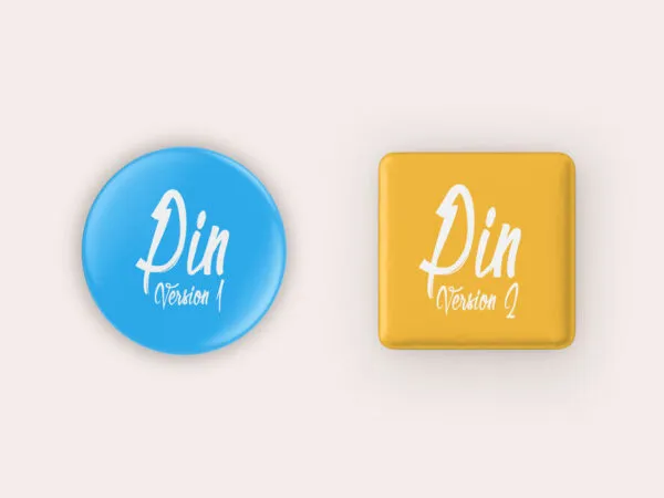 A Square and a Circle Pin Badge Button Mockup 1
