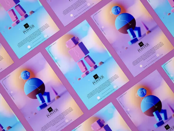 A Stack of Posters Mockup From Top View 1