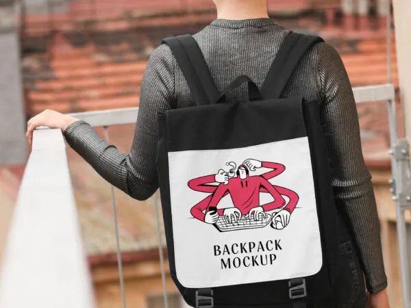 A Women Caring a Backpack Mockup 1