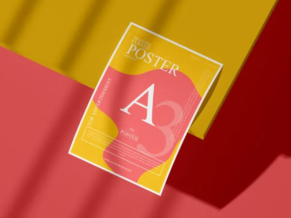 A3 Curved Poster Mockup with Realistic Shadows 1
